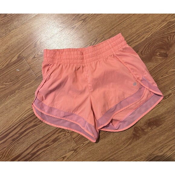 Athleta Pants - Athleta Mesh Racer Run Mid Rise 4” Shorts Pull On Running in Orange XS FLAWS